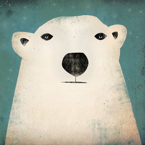 Polar Bear GRAPHIC ART Illustration 12x12 giclee print SIGNED