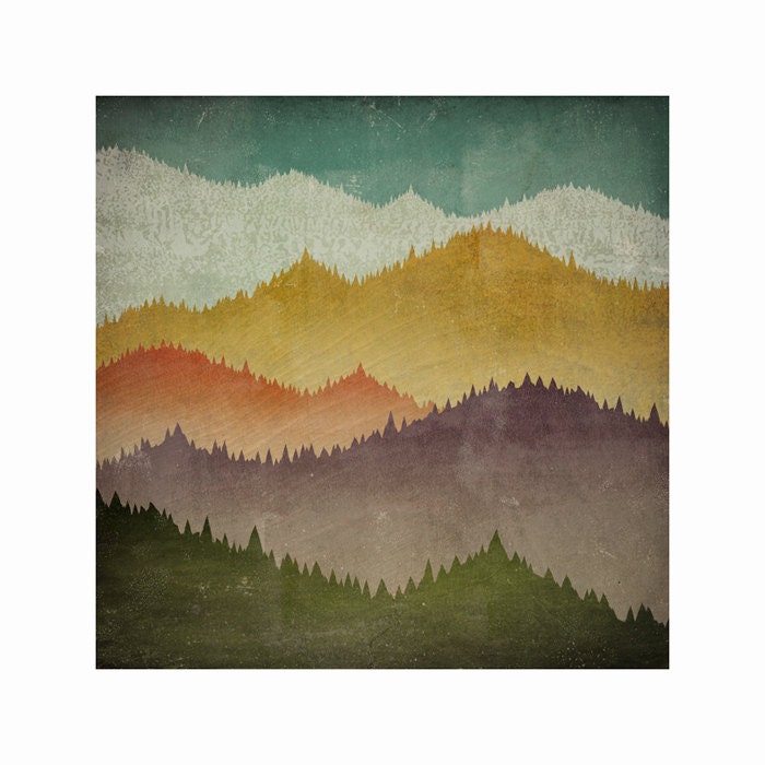 MOUNTAIN VIEW Smoky Mountains Green Mountains Gallery Wrapped Canvas Panel wall art 16x16 inches SIGNED