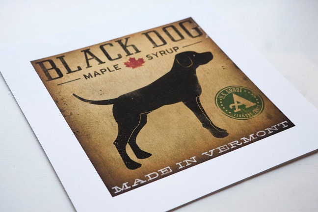Black LABRADOR Dog Maple Syrup GRAPHIC ILLUSTRATION Giclee Print 12x12 inches signed
