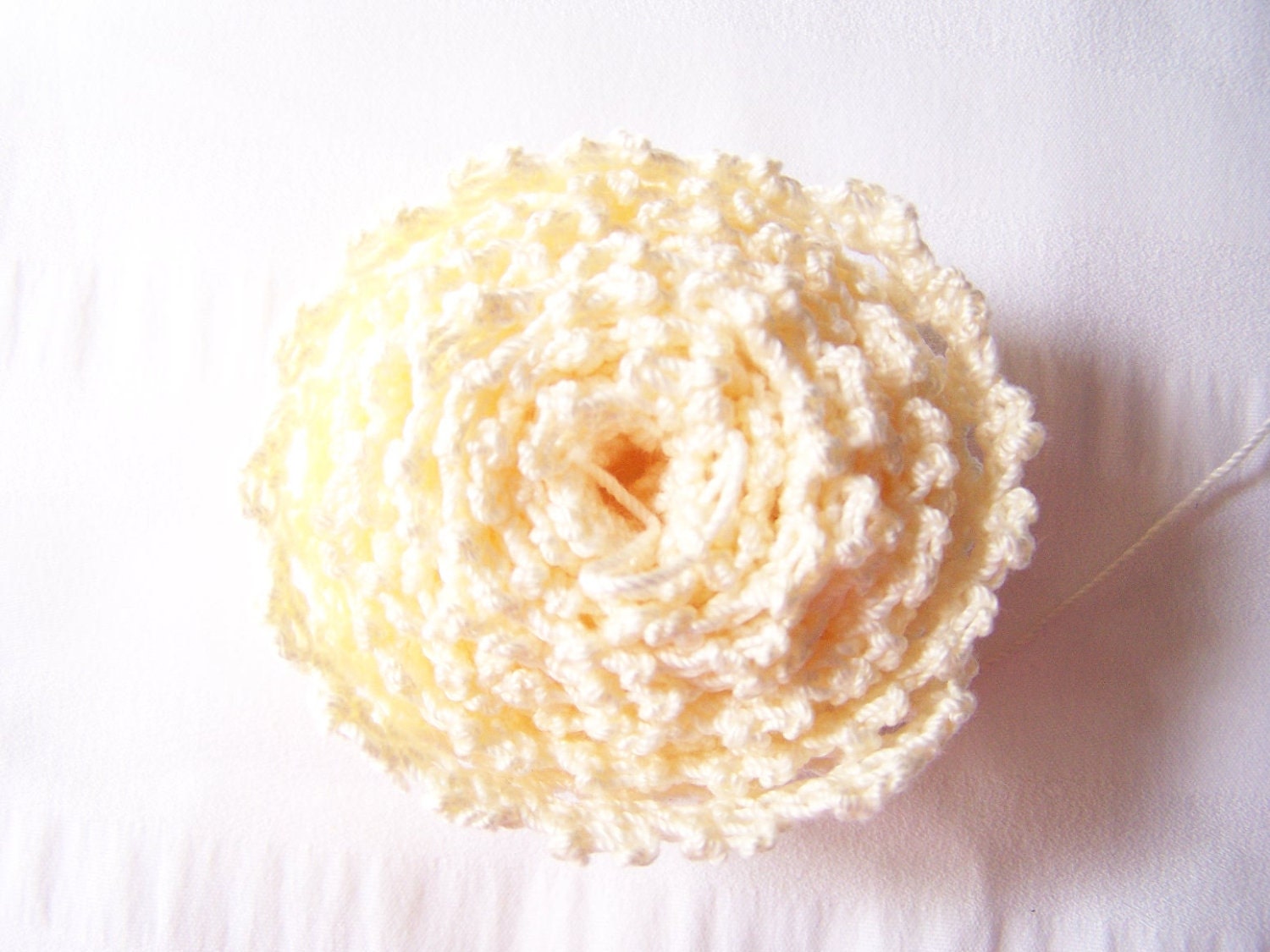 Lace embellishment hand knit cream cotton thread one yard ready to ship