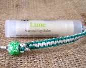 Lime Lip Balm with Green and White Hemp Clip - All Natural Lip Balm with Handy Hemp Clip