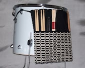 Roll It Ups Drumstick Bag (Number65) Black and White Drum Stick Bag Drummer Gift