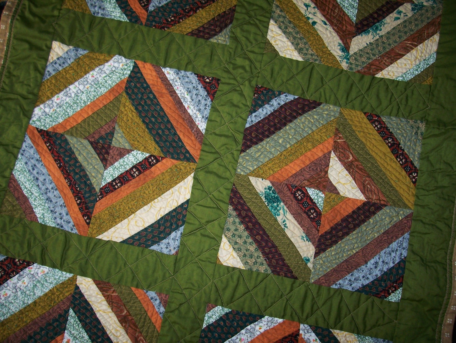 Neutral Scrappy Toddler Quilt- Baby Gender Neutral Diamond Blanket