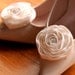 Renee - Cream satin ranunculas shoe clips with diamonte