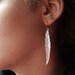 Long Feather Earrings Matte Silver - Memorial Day Sale