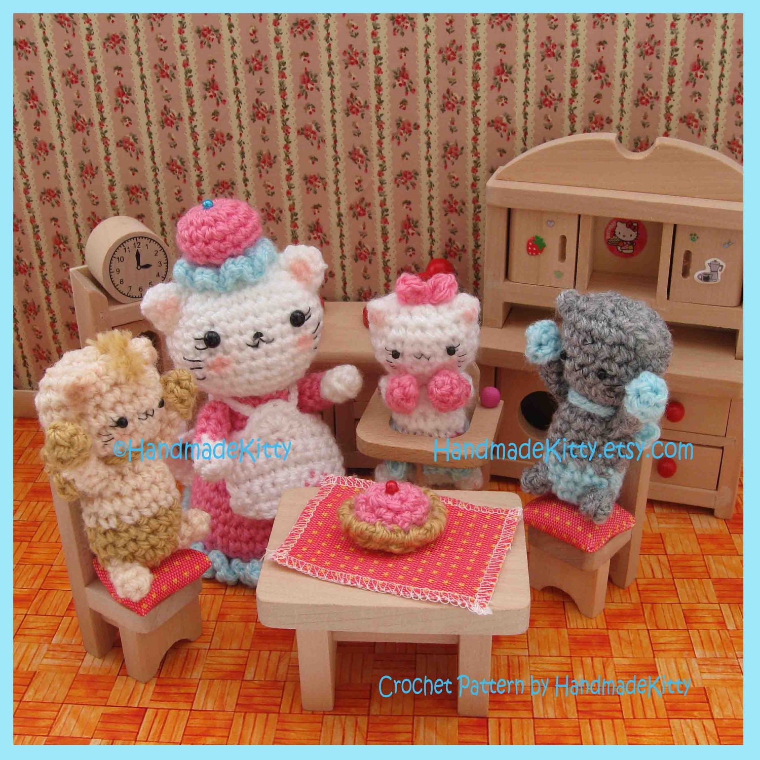 Three Little Kittens Amigurumi PDF Crochet Pattern by HandmadeKitty
