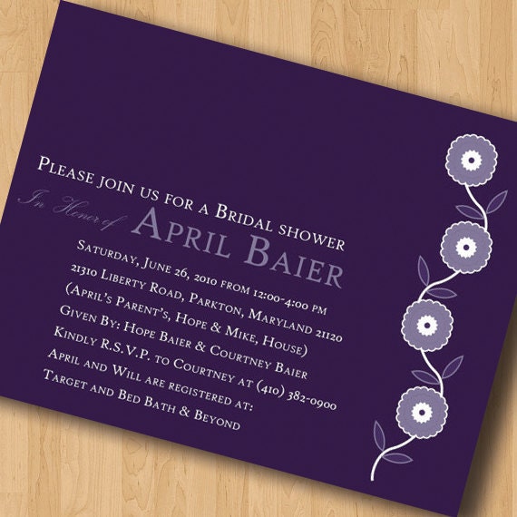Vine of Flowers - Bridal Shower Invitations - Digital Design Il_570xn