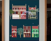 Australian terraced houses digital art print