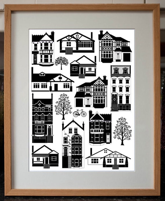 Mixed Houses Digital Art Print