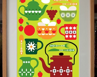 Retro Kitchen Design Art Print