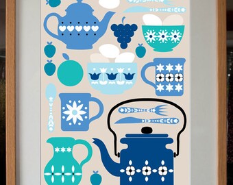 Retro Kitchen Design Art Print