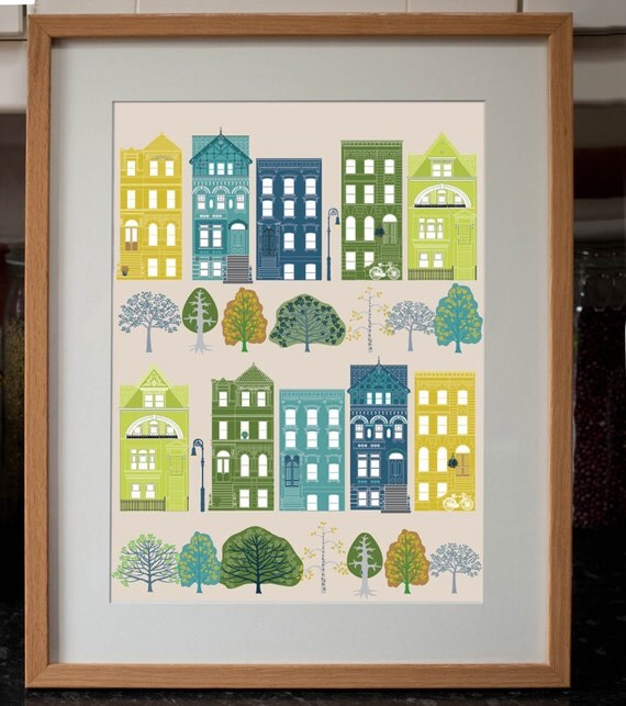 New York Brooklyn Brownstone Houses Art Print