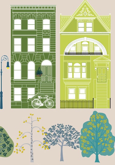 New York Brooklyn Brownstone Houses Art Print