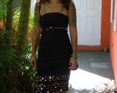 OOAK pinup glamour tattoo rockabilly psychobilly anchor punk halloween polka dot  strapless dress upcycled