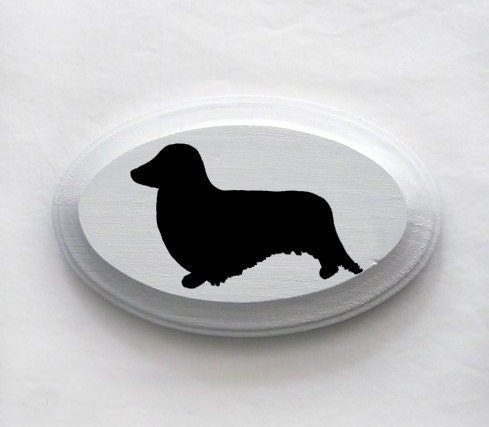 Original Painting on Wooden Plaque- Long Haired Dachshund- Custom Options