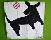 Rustic - Dog Art - Dachshund Playing Fetch