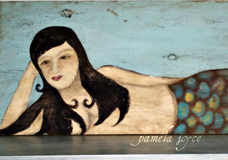 Beach Decor - Rustic - Mermaid - Folk Art - Polynesian
