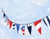 Nautical Bunting 16X11 art print of Marine  triangle bunting, limited edition, Americana