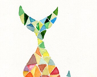 Art print , Time is Running , abstract geometric colorful, Modern,  limited edition. contemporary art, triangles,