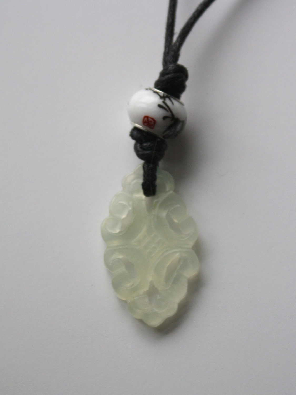 Carved Serpentine Jade Mama Papa Adjustable Baby Nursing Necklace, Reiki Charged