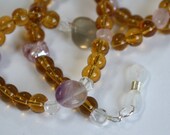 Fluorite, Pearl and Amber Crystal Healing Eyeglass Holder, Reiki Charged