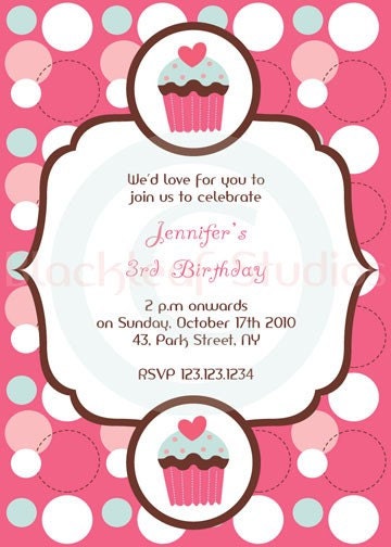 Sweet Cupcake Invitation DIY Printable for Baby Shower, Birth Announcement or Birthday Party 5x7 Card