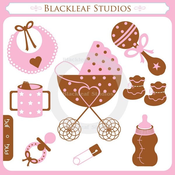 Baby Girl - bib, girly, pram, strollers, pacifier, feeding bottle, birth announcement, baby shower, baby socks - Personal and Commercial Use Il_170x135