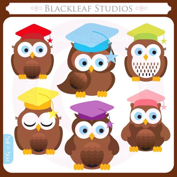 Graduation Owls digital clip art illustration set - students, grad, school, medal, prize, study- Personal and Commercial Use Clip Art Il_570xn