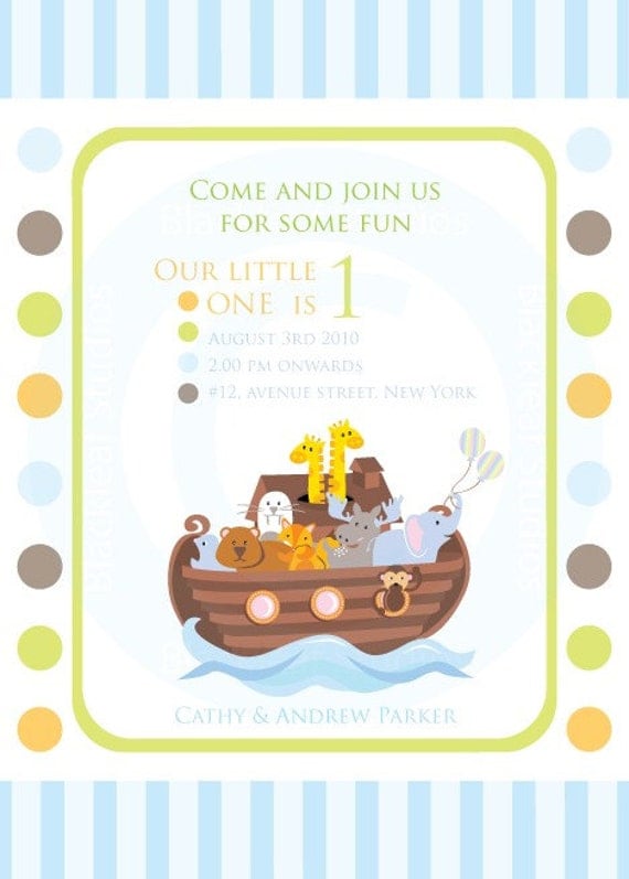Noahs Ark Invitation DIY Printable for Baby Shower, Birth Announcement or Birthday Party - party invites, thank you card, rsvp card Il_570xn