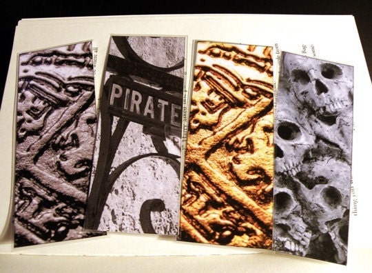 Pirate Photo Laminated Bookmarks, Set of 4 Different Images