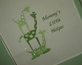 Child's Apron  Green Giraffes Embroidered  Mommy's Little Helper Kitchen Linens Children Decor Kids Room Children Furniture Baby Nursery