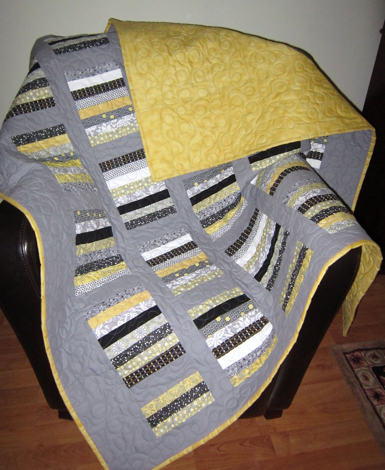 Baby Quilt  Personalized Grey and Yellows Baby Nursery Baby Bedding Modern Baby Blanket Children Decor Baby Blanket