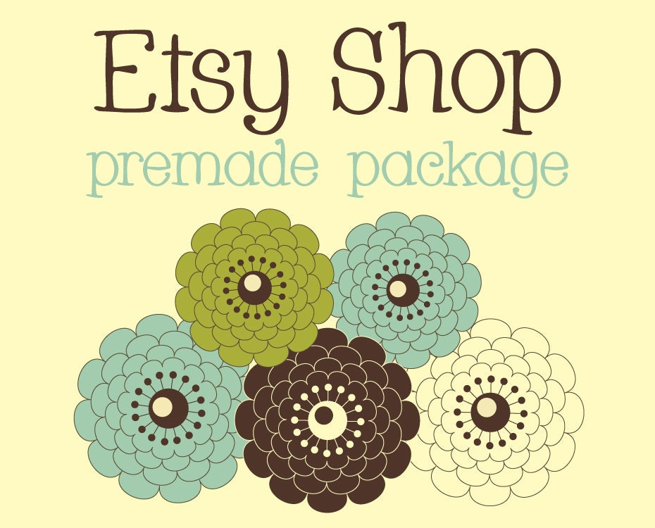 Premade Etsy Shop Banner Avatar Set - Etsy Premade Store Design Package - Simply Flowers Design