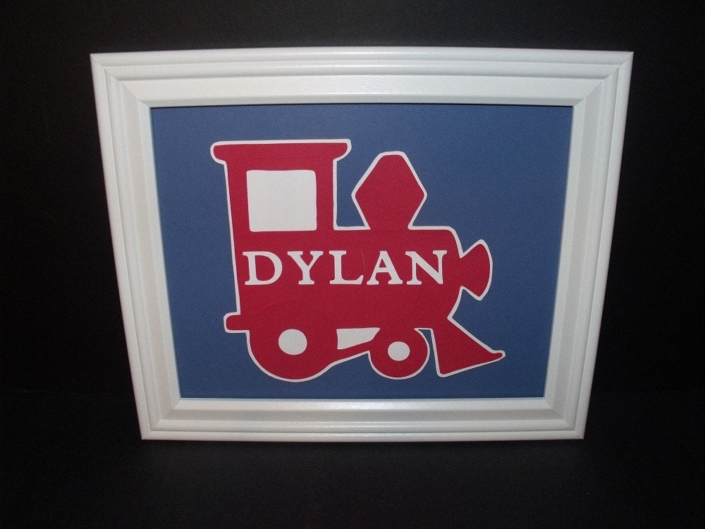 Boys Wall Art - Pesonalized Name Sign- Train, Transportation, Trucks - Unframed 8x10 Mat - Any Color Combo, Any Theme