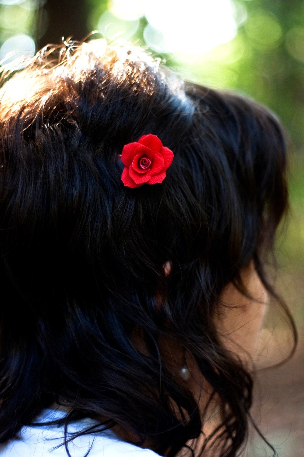 paper rose hair pin - paper flower accessories for weddings or special events