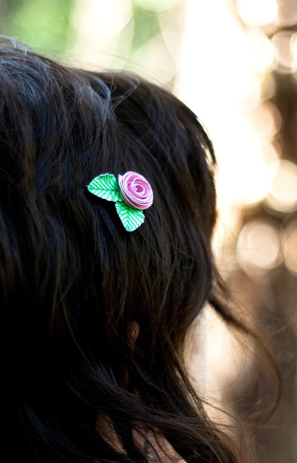 set of 3 spiral rose hair pins - paper flower accessories for everyday or special event