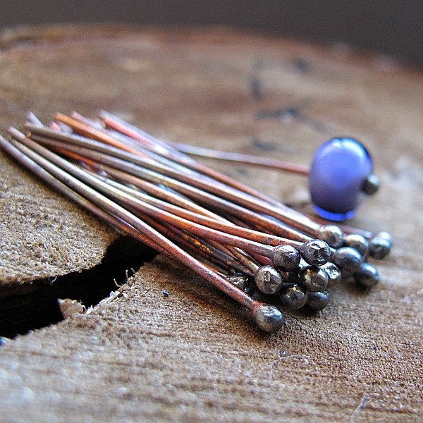 Rustic Copper Ball Headpins 18 ga - 20 Pieces -Handmade artisan wire jewelry supplies