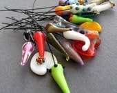 Mix of  15 Lampwork Glass Bead Head Pins- for Jewelry Making, Earrings, Necklace, Charms