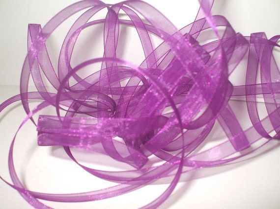 Plum Sheer Organza 1/4 inch ribbon 5 yards, Embellishment Trim for scrapbooks, cards, jewelry, crafts