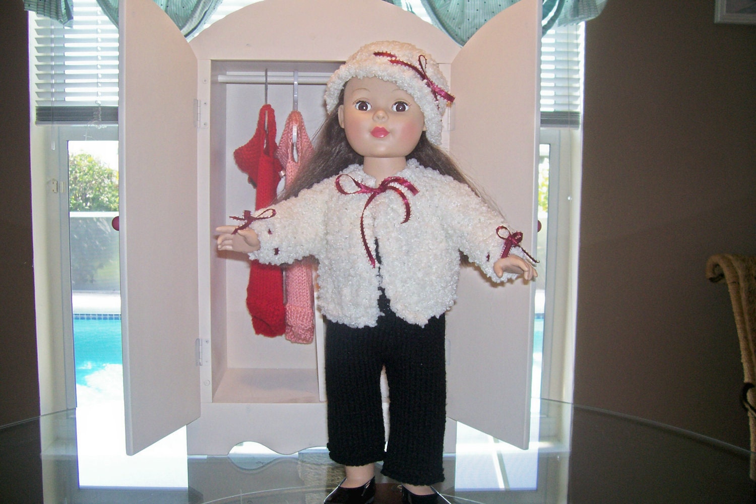 Sweater and Hat Set,hand knit for all 18 inch dolls