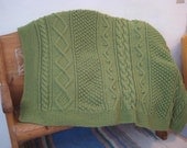 AFGHAN Hand Knit Fern Green 57 x 74 Micheal (not currently in inventory)