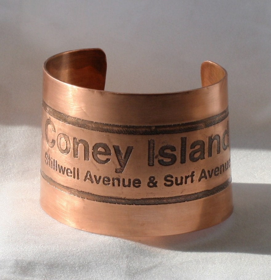 Coney Island Etched Copper Cuff Bracelet