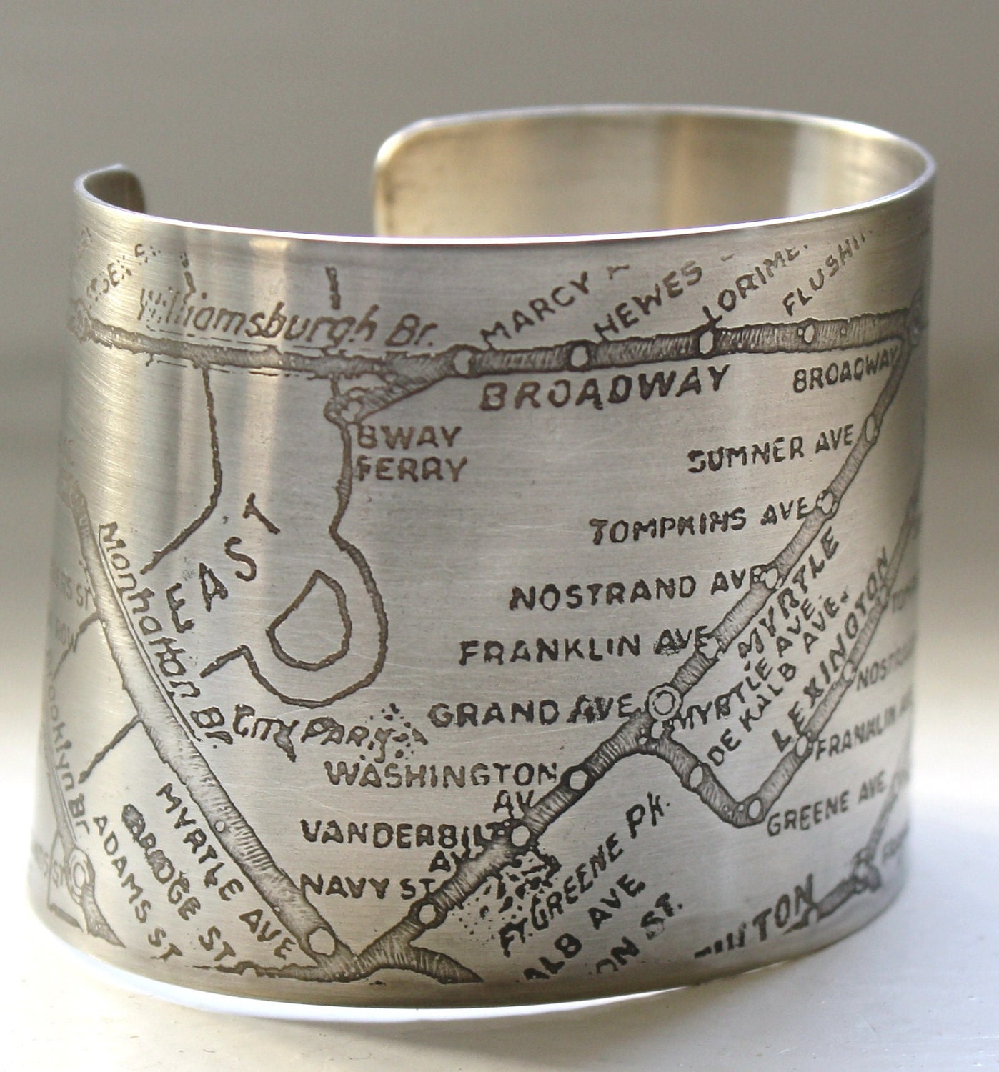 Brooklyn Subway Map Cuff - Silver (nickel)