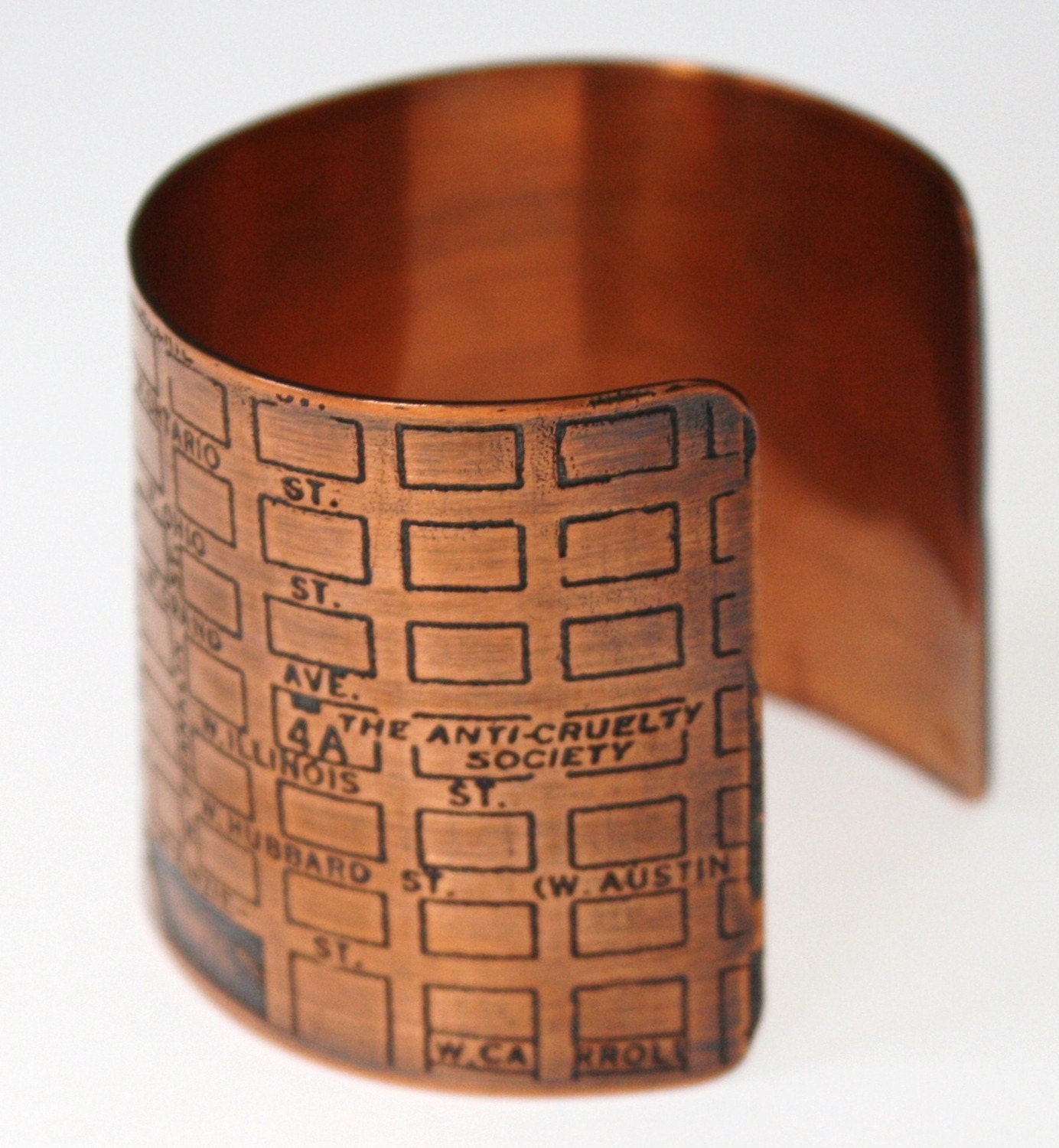 Chicago Map Copper Cuff Bracelet - River West