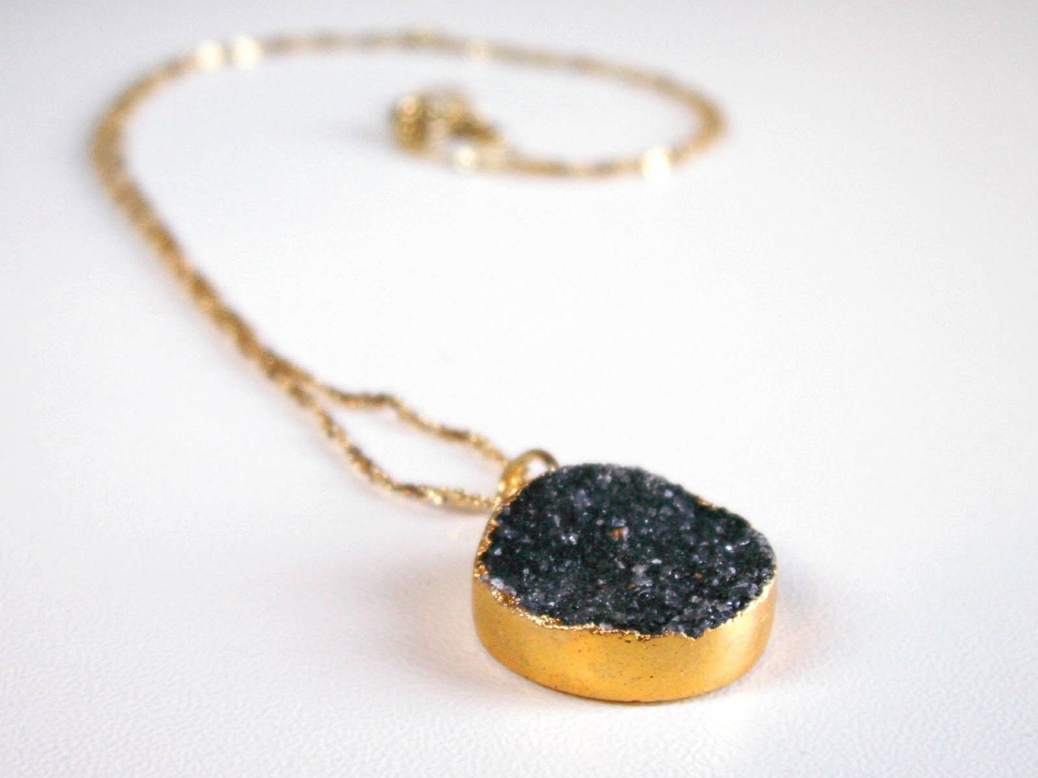 black drusy rock candy necklace