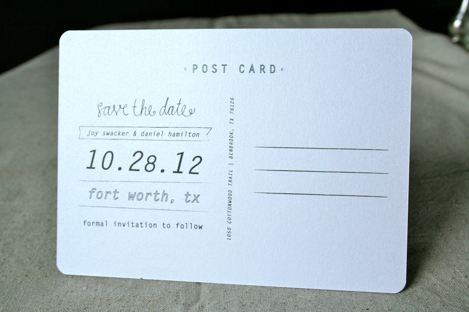 Mint Green Calligraphy Save the Date Postcard