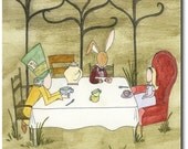 Alice In Wonderland Tea Party 5x7 Picture, Children Giclee Art Print, Mad Hatter And March Hare