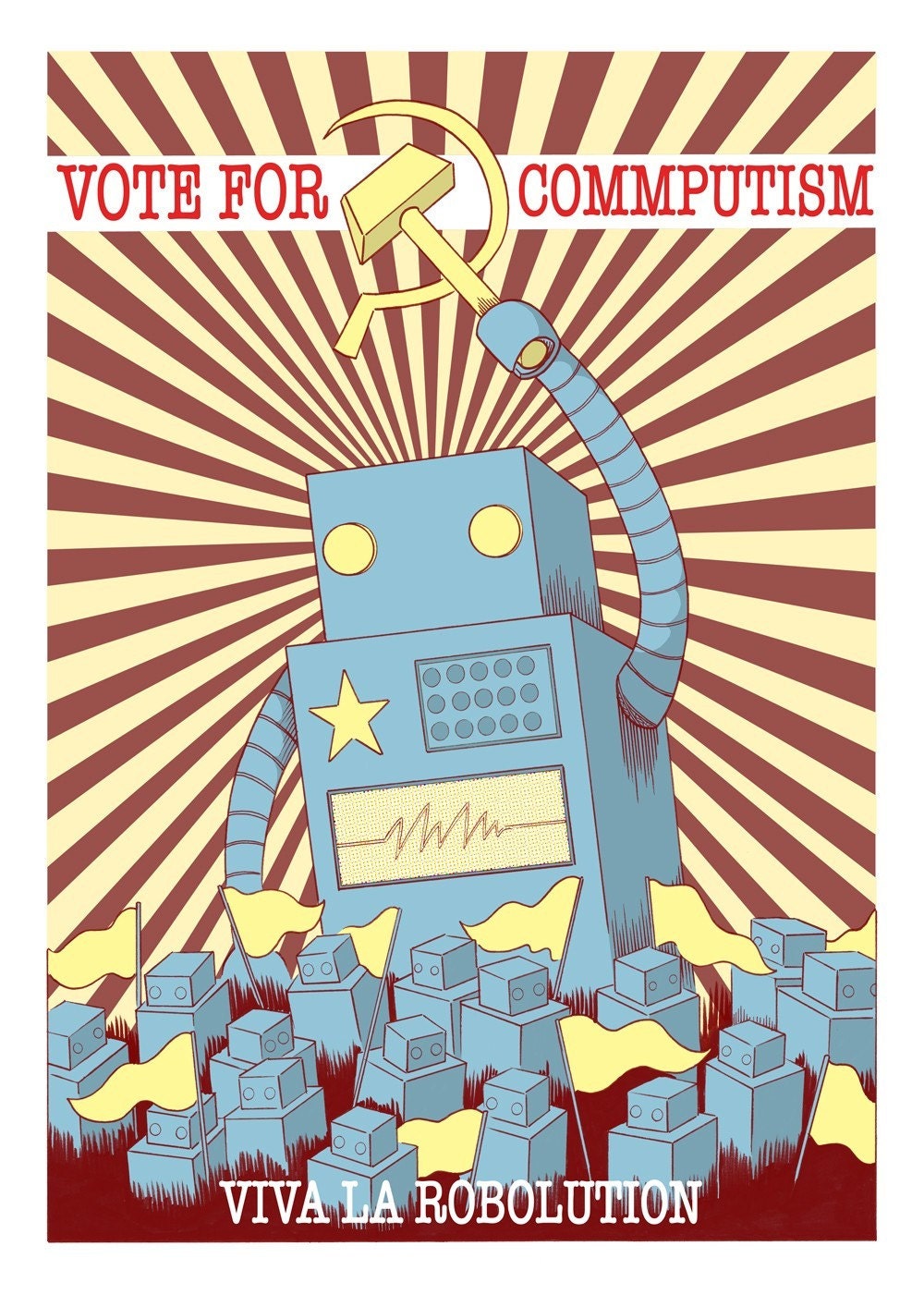 Vote Commputism - Viva La Robolution LARGE A2 Poster/Print