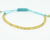 Sterling silver gold bracelet-square beads