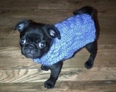 Dog Sweater XXS Cable Knit Berry Blue Ultra Soft Yarn